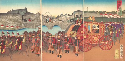 Utsikt over den keiserlige vognen, 1889 Meiji 22., 1889. av Kunitoshi
