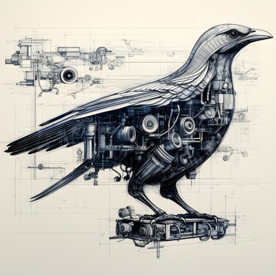 Steam mekaniske fugletegninger fra Da Vinci 4 av Kurt Heppke