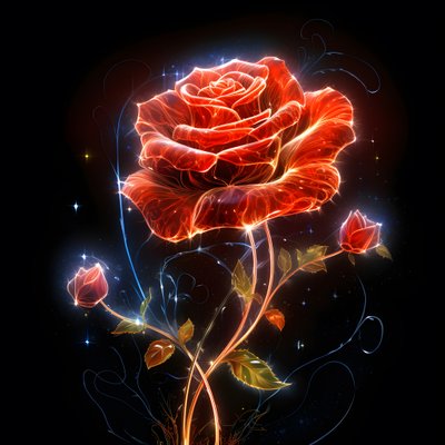 En skisse av en blomstrende rød rose, med bare én blomst og noen detaljerte linjer 4 av Kurt Heppke
