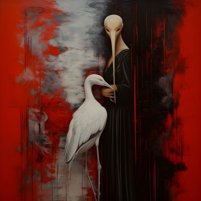 Kvinne og stork 1 av Kurt Heppke