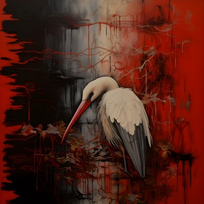 Kvinne og stork 2 av Kurt Heppke