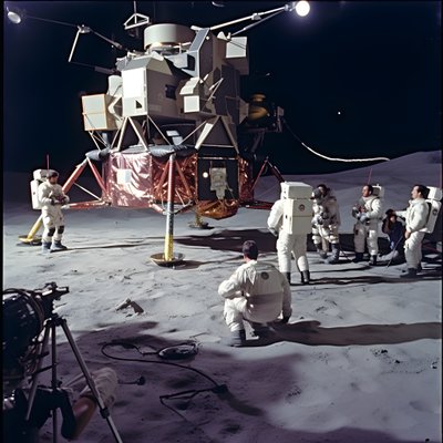 Gruppe mennesker med TV-kamera for å vise det falske Apollo 11-prosjektet 4 av Kurt Heppke
