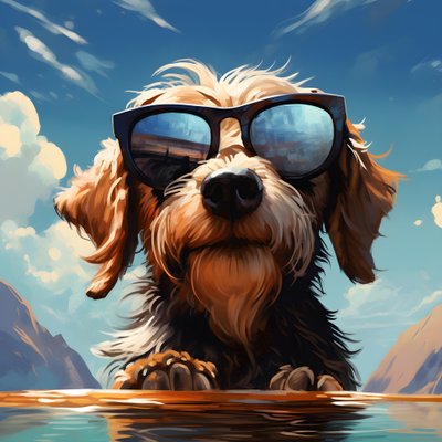 Hund, tegneserie, solbriller 1 av Kurt Heppke