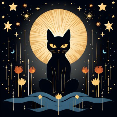 Katt i meditasjon sitter på en lotusblomst 1 av Kurt Heppke