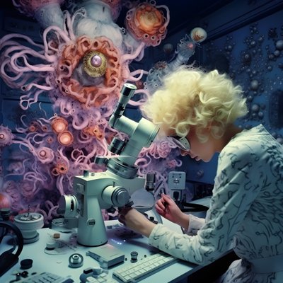 Superoppløsningselektronmikroskop skudd av kvinne i kunstnerisk stil av David LaChapelle 1 av Kurt Heppke