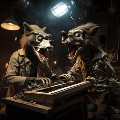 skumle, hårete, ødelagte dyreanimatronikk som fremfører musikk på en scene 1 av Kurt Heppke