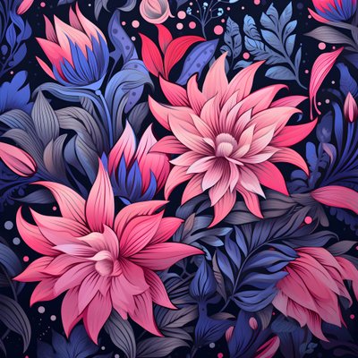 en bukett blomster i rosa og blått 1 av Kurt Heppke