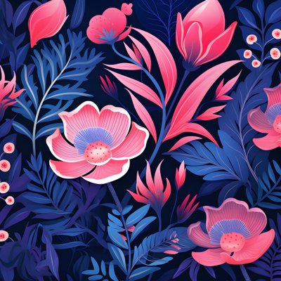 en bukett blomster i rosa og blått 4 av Kurt Heppke