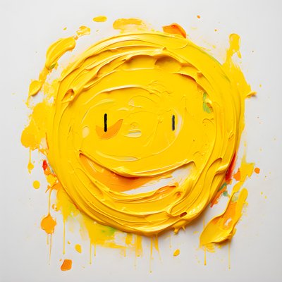 gult smilefjes malt i impasto 2 av Kurt Heppke