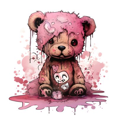 rosa unisex bamse med brun tatovering i pannen 1 av Kurt Heppke