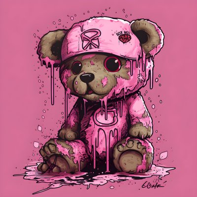 rosa unisex bamse med brun tatovering i pannen 4 av Kurt Heppke