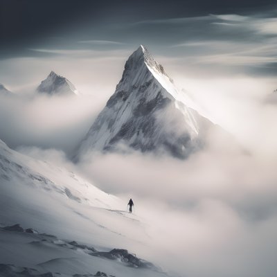 to personer på ski over et overskyet fjell 1 av Kurt Heppke