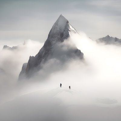 to personer på ski over et overskyet fjell 3 av Kurt Heppke