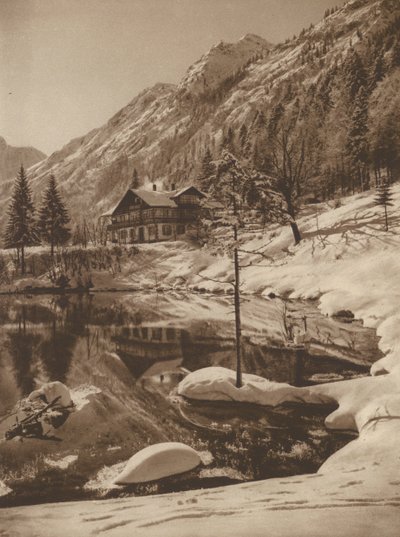 Der Christlessee bei Oberstdorf; Christlessee i Oberstdorf (s/hvitt bilde) av Kurt Hielscher