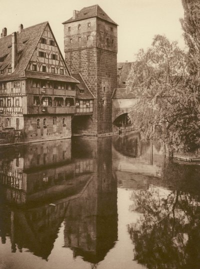 Nurnberg, Der Henkersteg; Nürnberg, "Henkersteg" (s/hvitt-bilde) av Kurt Hielscher