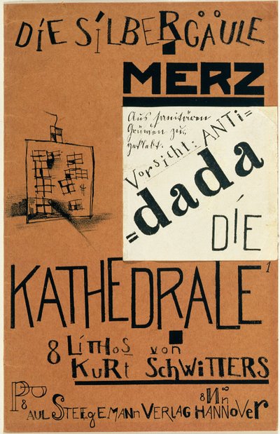 Omslag til "Die Kathedrale" av Kurt Schwitters, utgitt ca. 1920 av Kurt Schwitters