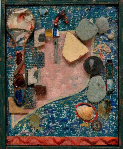 Lite Merz bilde med mange deler av Kurt Schwitters