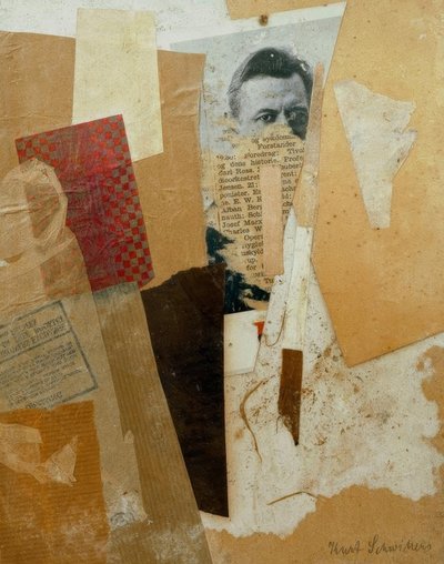 Uten tittel (med et tidlig portrett av Kurt Schwitters) av Kurt Schwitters