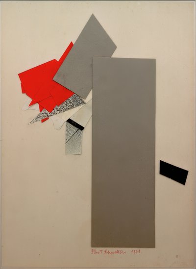 Uten tittel (rød, grå, svart) av Kurt Schwitters