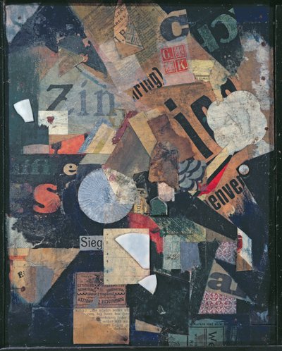 Victory (olje og collage på avis) av Kurt Schwitters