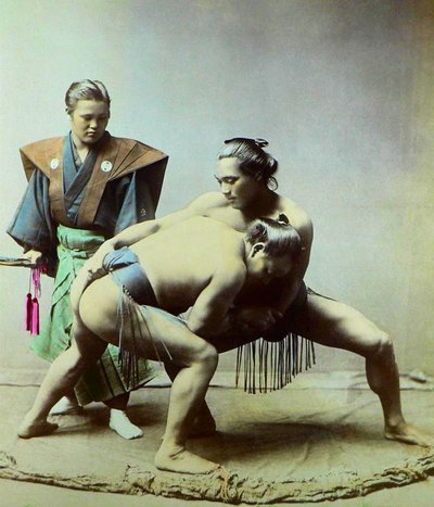 Sumobrytere, ca. 1880 (bilde) av Kusakabe (attr. to) Kimbei