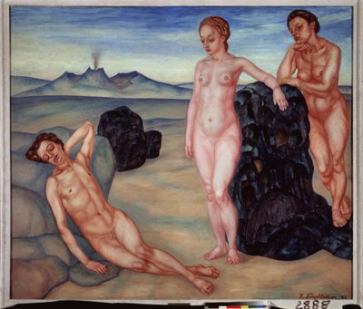 En drøm. Maleri av Kuzma Sergeevich Petrov Vodkin (Petrov-Vodkin) (Kouzma Petrov Vodkin) (Petrov-Vodkin) (1878-1939), olje på lerret av Kuzma Sergeevich Petrov Vodkin