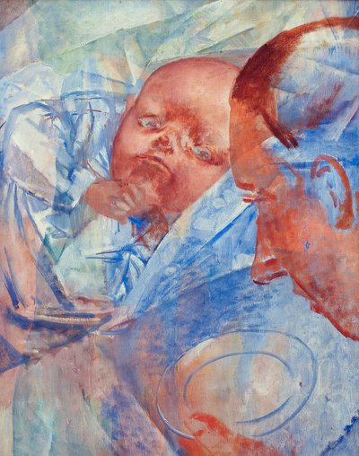 Mor og barn - Petrov-Vodkin (Petrov Vodkin), Kuzma Sergeyevich (1878-1939) - 1922 - Olje på lerret - 64,2x50,3 - Privat samling av Kuzma Sergeevich Petrov Vodkin