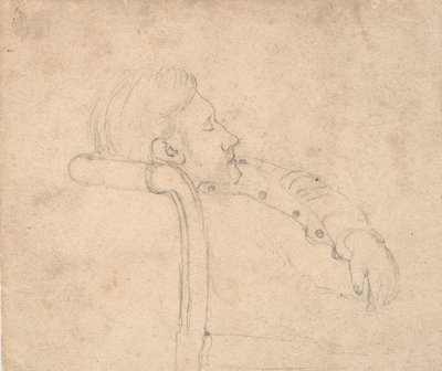 Sovende mann på en sofa. Halvfigur av Laurits Andersen Ring
