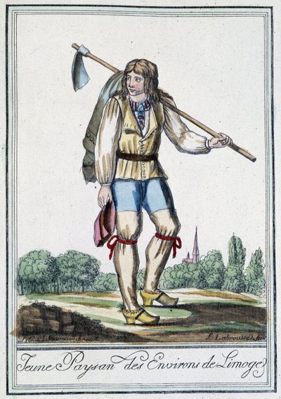 Ung bonde fra omgivelsene til Limoges - i "" Encyclopédie des voyages"" av J. Grasset St Sauveur, Deron, Paris av L.F. Labrousse
