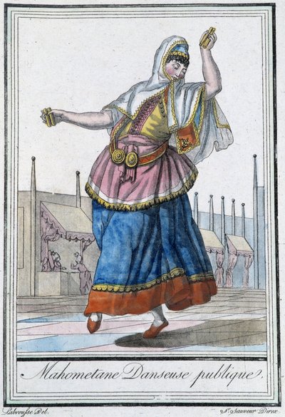 Muhammedansk offentlig danser - i "" Encyclopédie des voyages"" av J. Grasset St Sauveur, red. Deroy, Paris av L.F. Labrousse