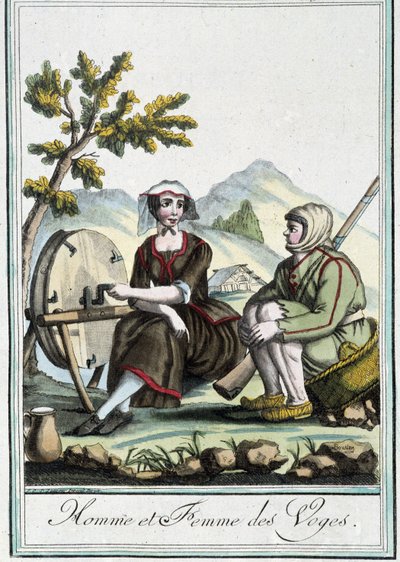 Mann og kvinne fra Vosges - i "" Encyclopedia of travels"" av J. Grasset St Sauveur, Deron, Paris av L.F. Labrousse