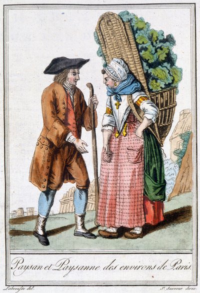 Bonde og bonde i Paris - i "" Encyclopedia of Travels"" av J. Grasset St Sauveur, Deron, Paris av L.F. Labrousse