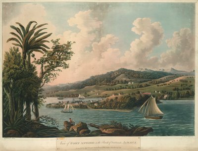 Port Antonio, fra Six Views in the Island of Jamaica, litografi av I. Merigot av L. (after) Bellenger