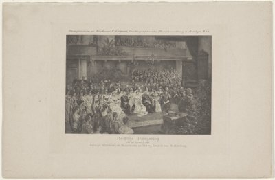 Velsignelse av ekteskapet til dronning Wilhelmina og prins Hendrik, 1901 Høytidelig velsignelse av ekteskapet til dronning Wilhelmina av Nederland og hertug Hendrik av Mecklenburg (tittel på objekt) av L. Angerer