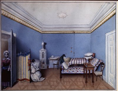 ""I soverommet"" Akvarell av L. Hern (1800-tallet) 1835 A. Pushkin Memorial Museum, St. Petersburg av L. Hern