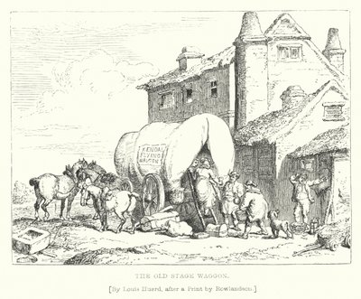 The Old Stage Waggon (gravering) av L. Huard