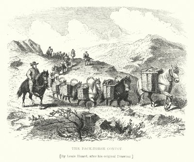 The Pack-Horse Convoy (gravering) av L. Huard