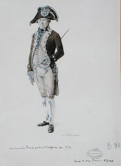 En konsul av Frankrike iført uniformen fra 1776 (penn og vask på papir) av L. Malespine