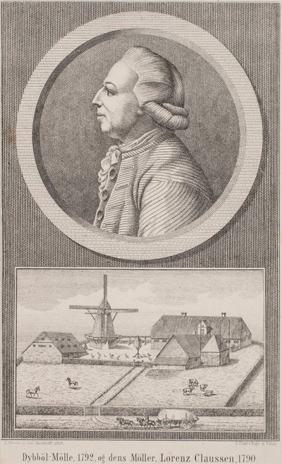 Dybbøl mølle, 1792, og dens møller Lorenz Claussen, 1790 av L. Nissen