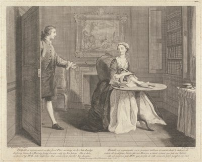 Pamela er representert i dette første stykket, og skriver i hennes avdøde dames garderobe, og historien hennes er bare kjent av bokstavene hennes. Hun er her overrasket av Mr. B. som forbedrer denne anledningen for å fremme designene sine av L. Truchy