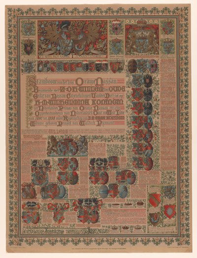 Familietre til House of Orange-Nassau Familietre til Oranje Nassau-huset Begynner med Z.D.H. Willem den Oud (...) (tittel på objekt) av L. van Leer