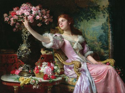 Dame med blomster av Ladislaw von Czachorski
