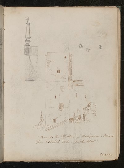 Studie av et bordben, arkitektonisk studie, ?Tour de la glacine - avignon - Frankrike av Lady Butler