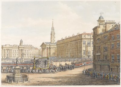 Begravelsesbilen og prosesjonen ved statsbegravelsen til hertugen av Wellington forbi Mansion House 18. november 1852 av Lady Emily Drummond