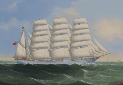 #39;Achnashie#39; for fulle seil / Den firemastede barken #39;Achnashie#39; for fulle seil av Lai Fong