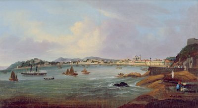Havn i Macao, Kina, ca. 1855 (olje på lerret) av Lam Qua (attr. to)