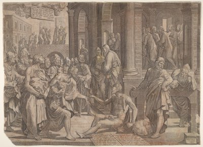 Saint John and Saint Peter Healing the Cripple, 1553. av Lambert Suavius