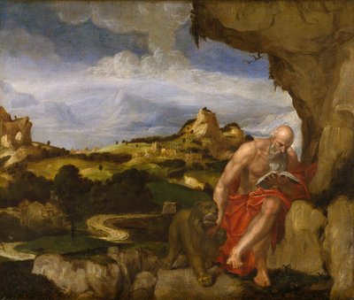 St Jerome i villmarken, midten av 1500-tallet av Lambert Sustris
