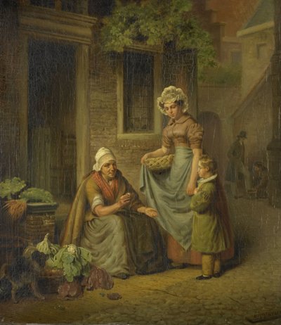 Kvinne som selger grønnsaker av Lambertus Johannes Hansen