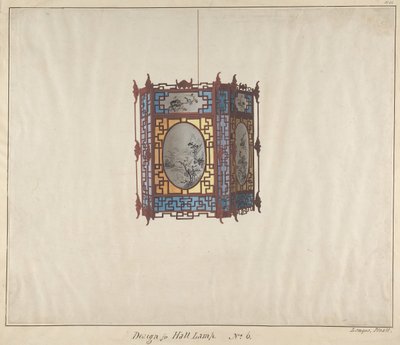 Design for halllampe nr. 6, ca. 1845. av Lamqua